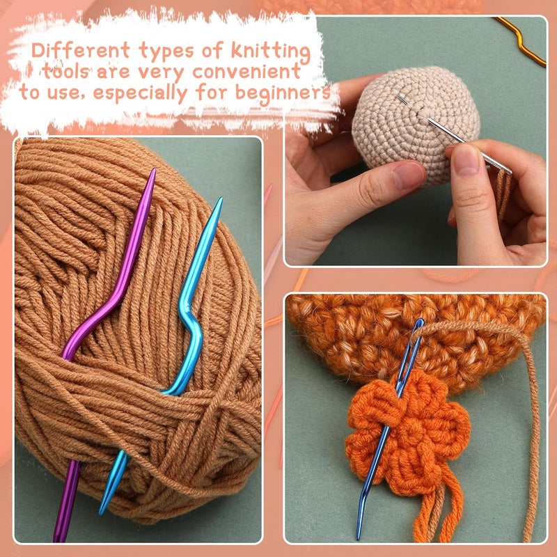 ZMAAGG Yarn Needles, Tapestry Needles, Large-Eye Blunt Needles, Darning Needles for Crocheting with Knitting Cable Needles, Storage Box, Bent Tapestry Needles for Knitting Crochet - Image 3